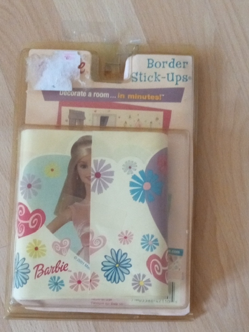💲1⃣▶▶Barbie Floral Heart Border Stick-Ups in Pink and Blue 2001